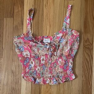 Sienna Sky Pink Floral Smocked Tank Top